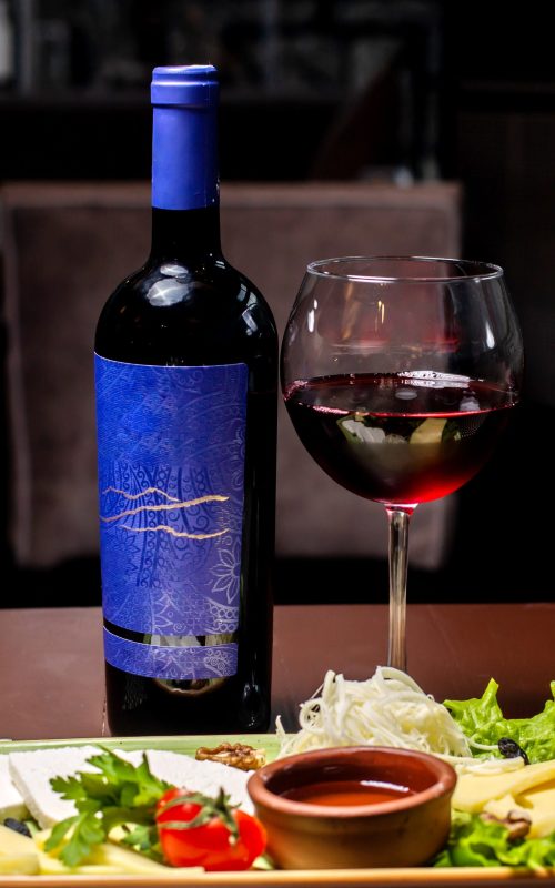 cheese plate served with wine